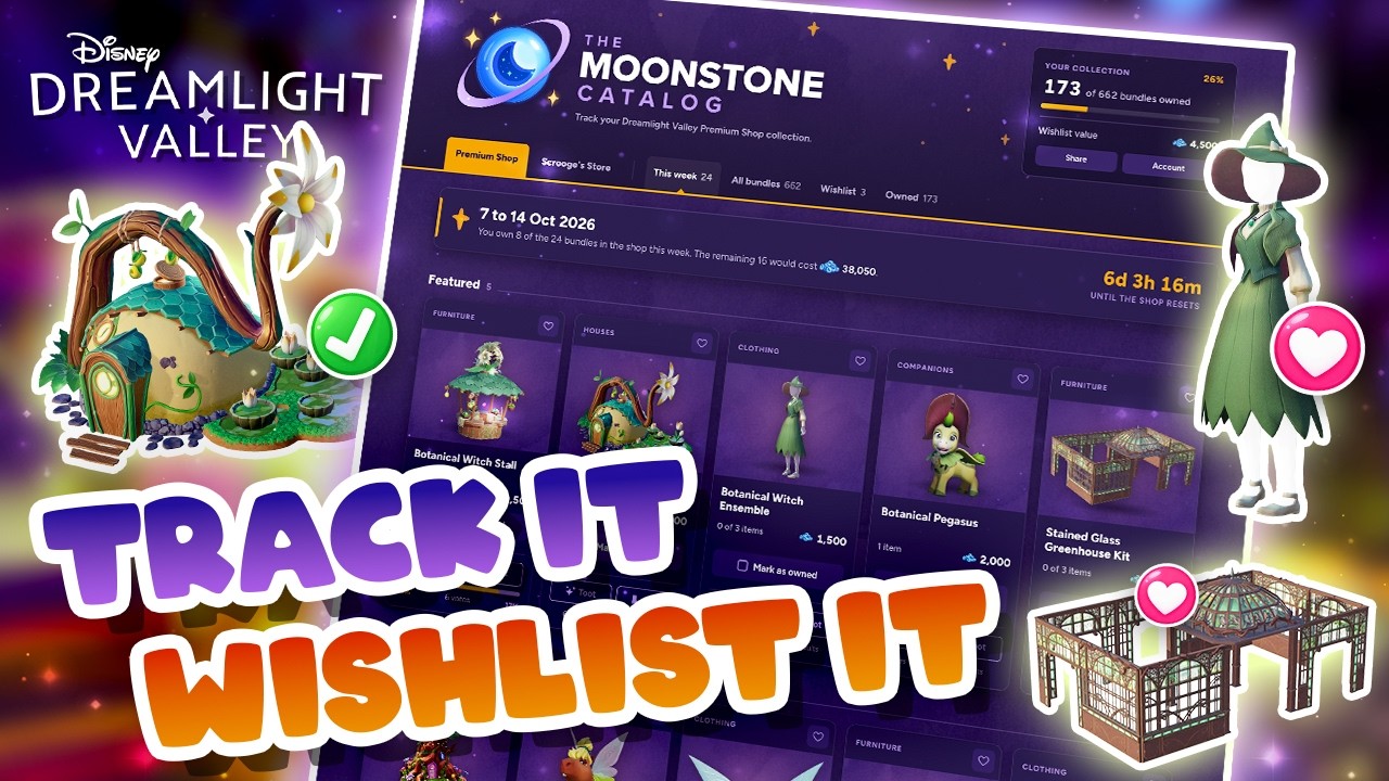 Track Your Dreamlight Valley Premium Shop Wishlist & Collection! | Moonstone Catalog
