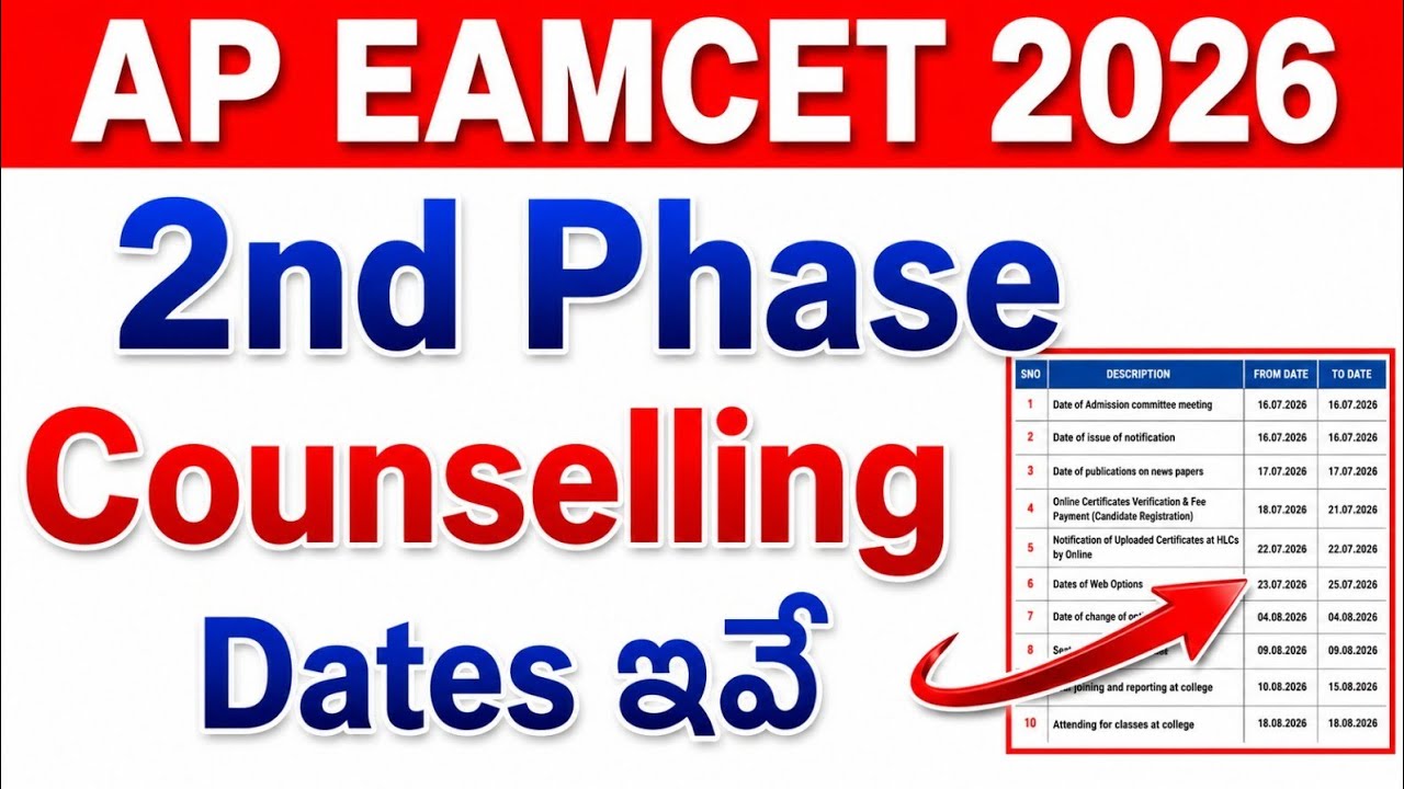 AP EAMCET 2026 Second Phase Counseling Dates Released | AP EAMCET 2026 2nd Phase Counseling Dates