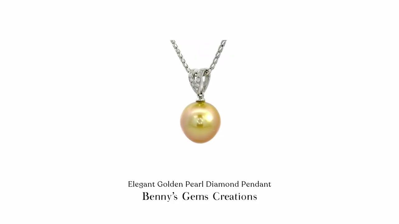 Elegant Golden Pearl Diamond Pendant