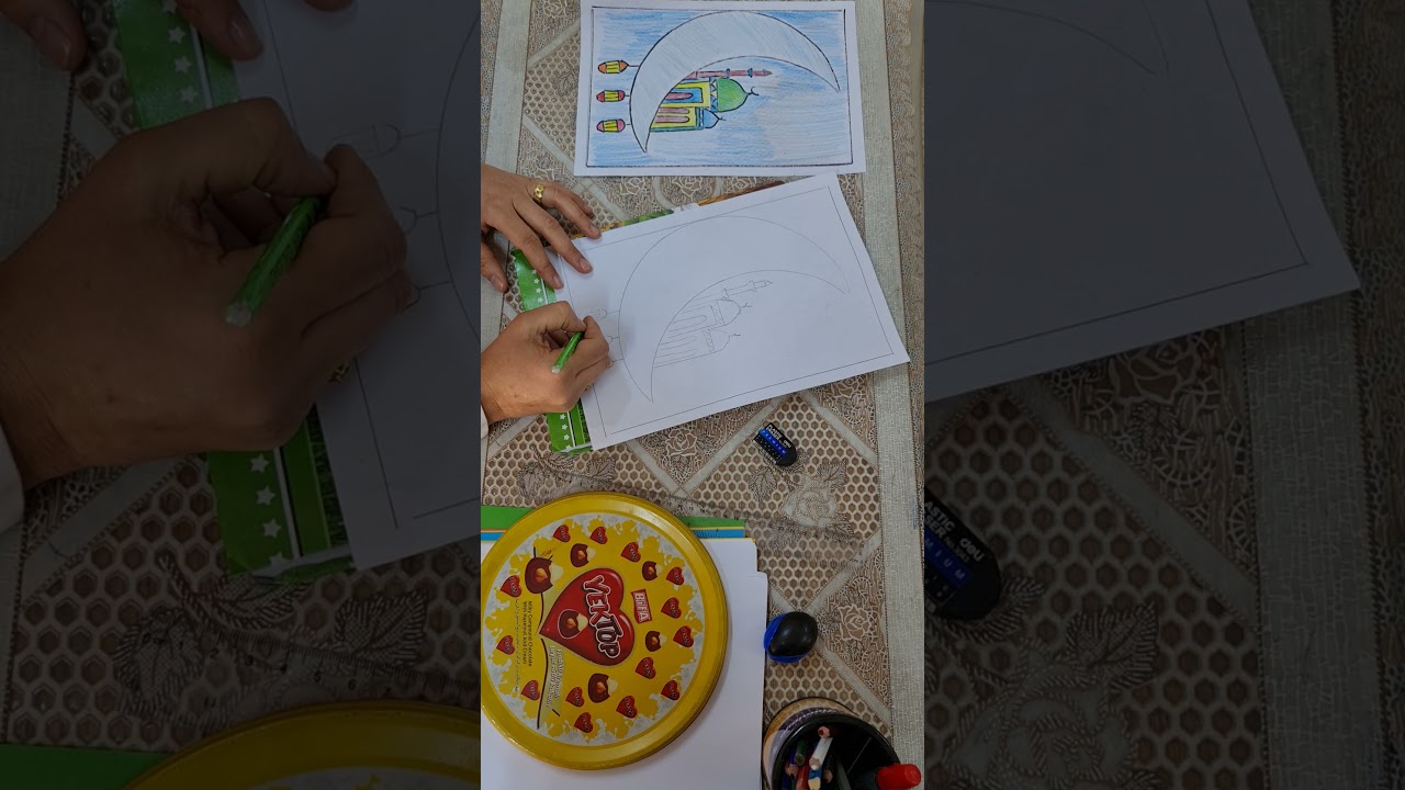 رسم هلال رمضان # للصف الرابع الابتدائي #مدرسة نور الشمس الابتدائية