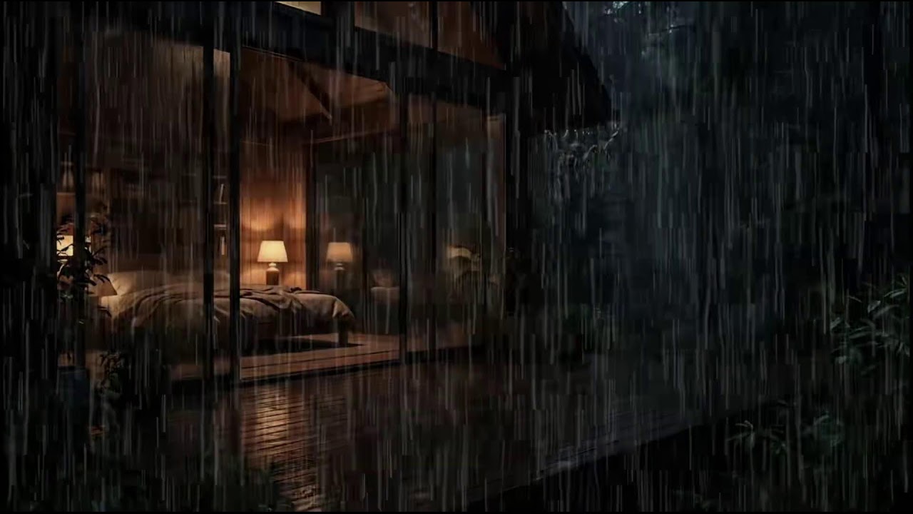 Rainy Night in a Forest Cabin 🌲 | Soft rain ambience with steady rain sounds for deep relaxation