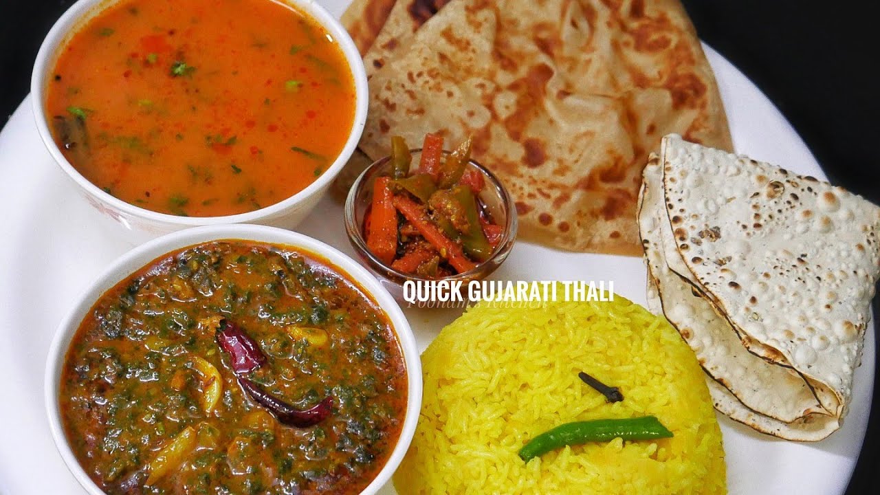 Quick Gujarati Meal - Tamatar ki Kadhi, Khichdi, Matar Palak ki Sabji | How to make Gujarati Thali