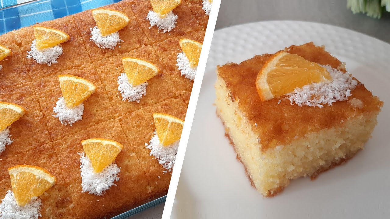 بسبوسة بالبرتقال 🍊 خفيفة، مشربة و سهلة التحضير تستحق التجربة - ( حلويات ) Basboussa
