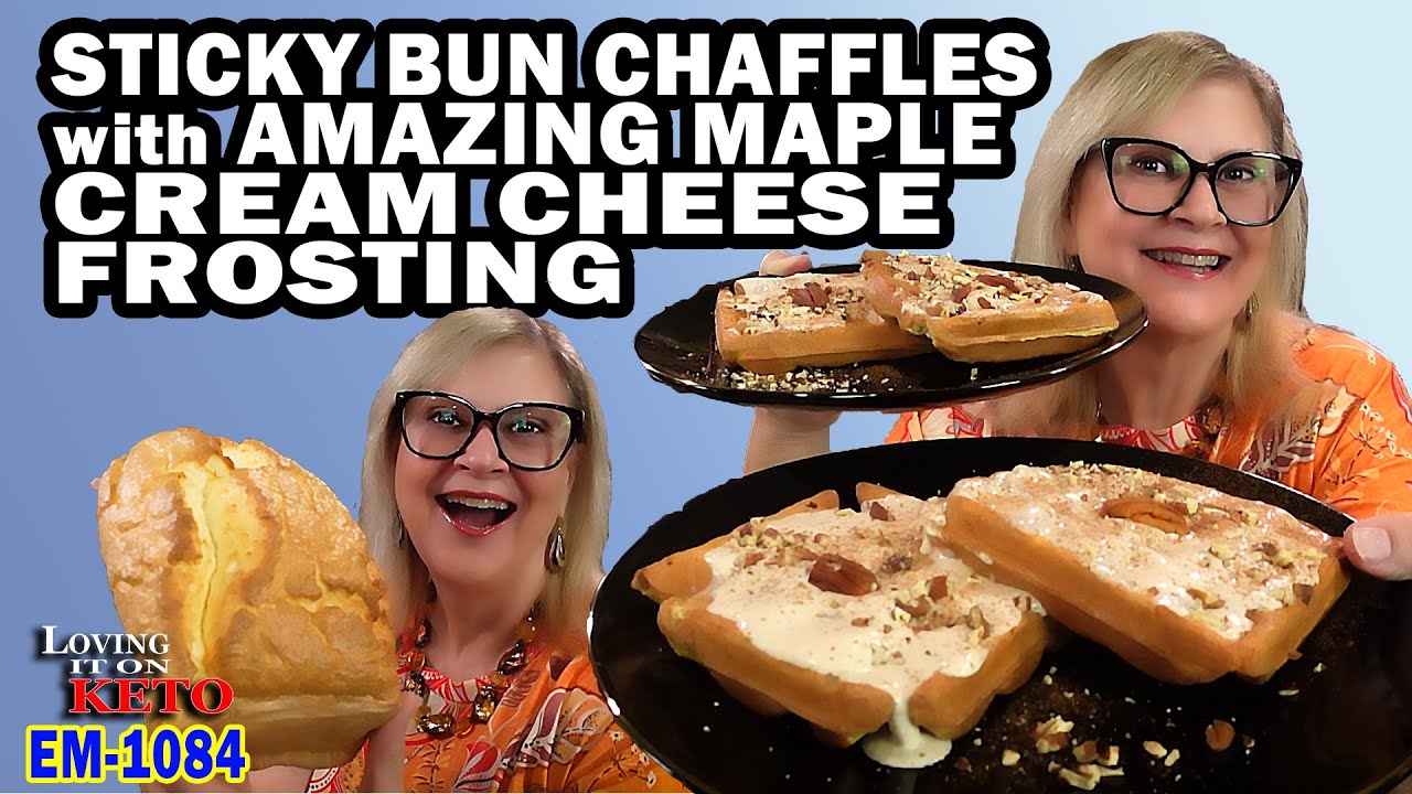 STICKY BUN CHAFFLES with AMAZING MAPLE CREAM CHEESE FROSTING