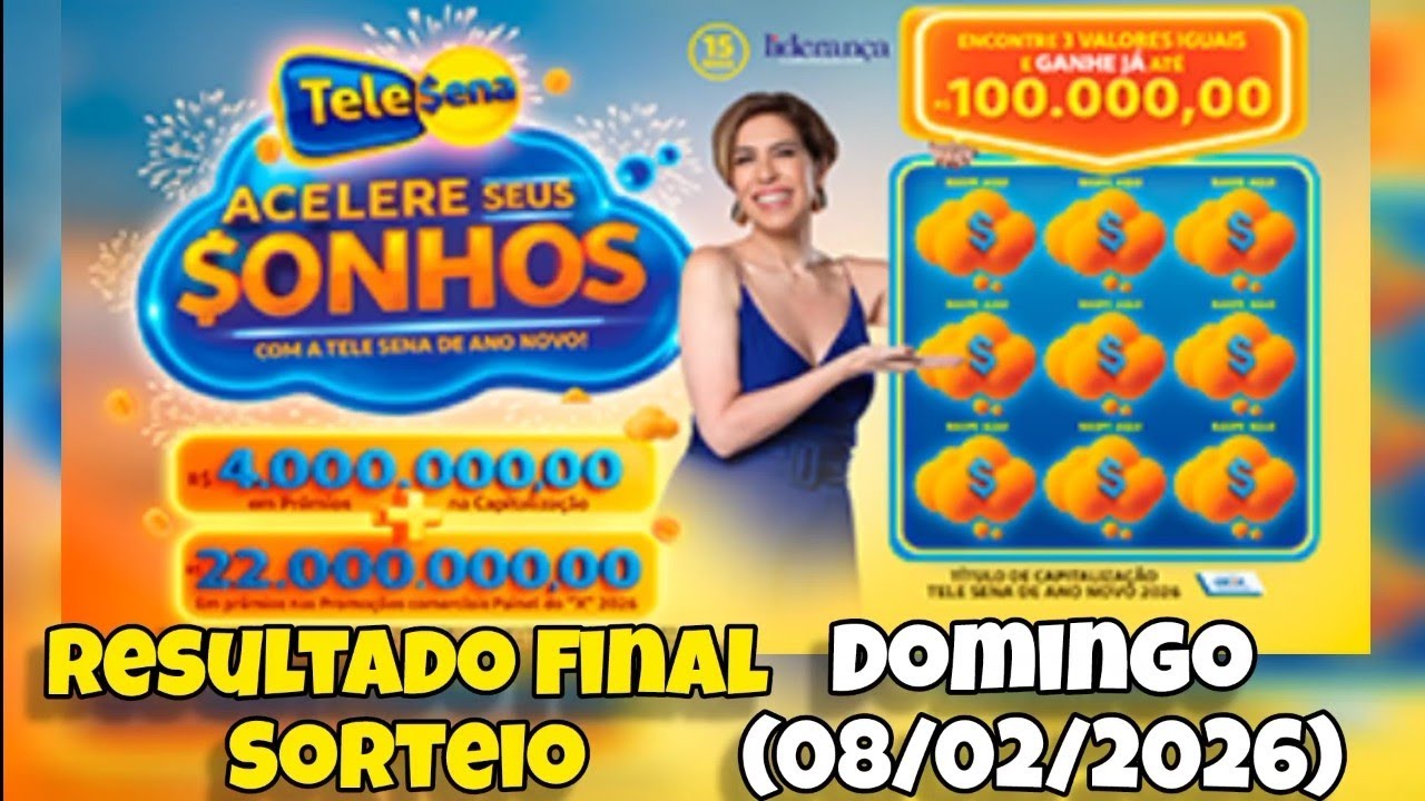 5° e último Sorteio TELE SENA ANO NOVO 2026 - Domingo (01/02/2026)  15 reais - resultado final