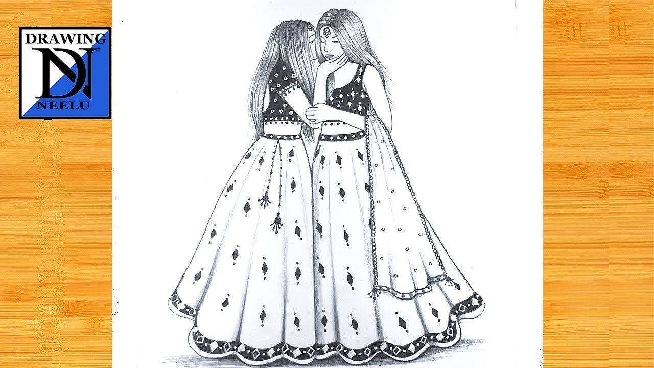 How to draw a traditional girls best friends -Drawing easy || Pencil sketch for beginner || Drawing