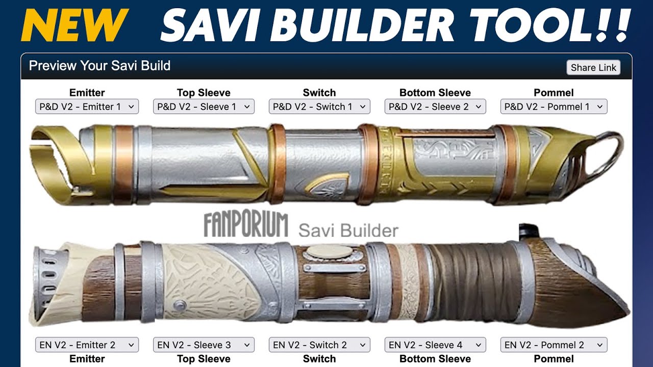 NEW Savi Builder tool to preview any Savi Lightsaber build!