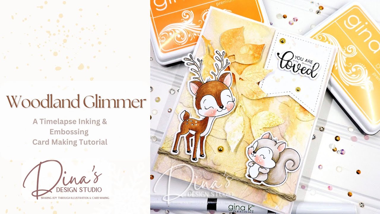 A Delicate Shimmering Woodland 3D Embossed & Ink Smooshed Card Tutorial
