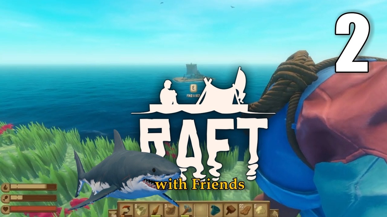EXPLORING ISLANDS WITH SHARK BITES // RAFT (Coop) [02] Let's Play Walkthrough | PART02