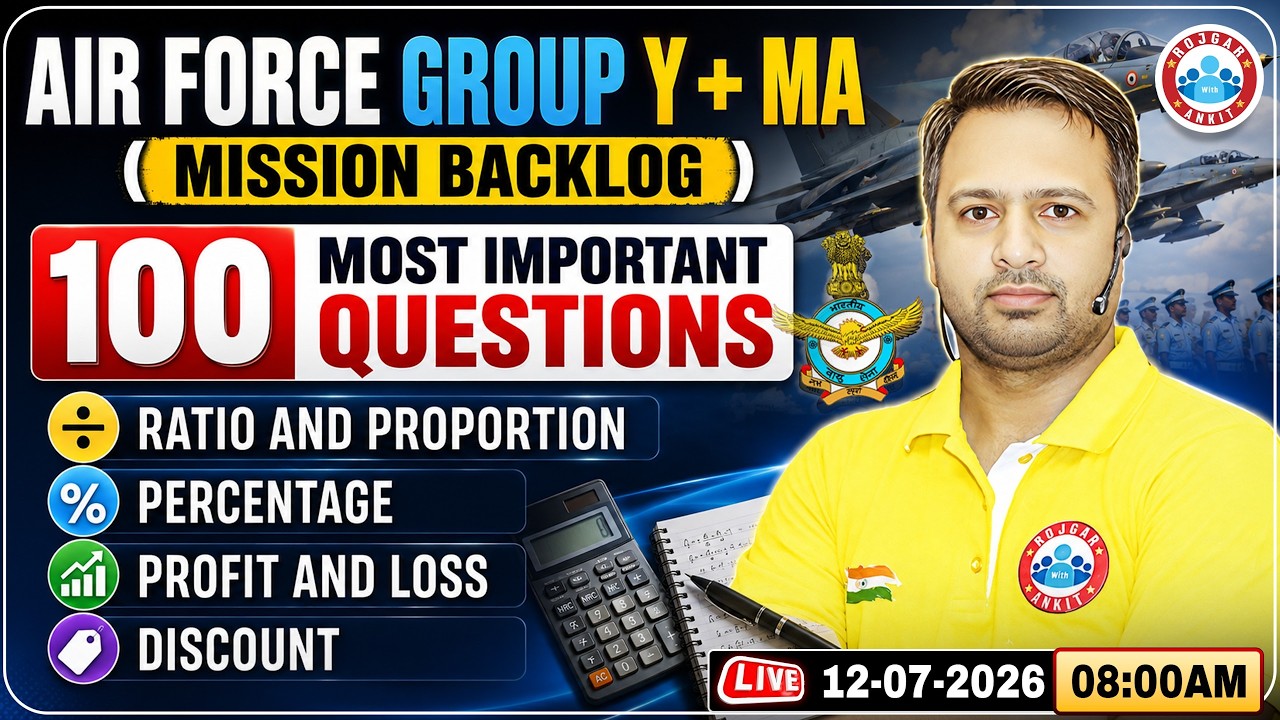 Airforce Y Group Maths One Shot | 100 Most Important Questions | Ratio, Profit Loss & Discount
