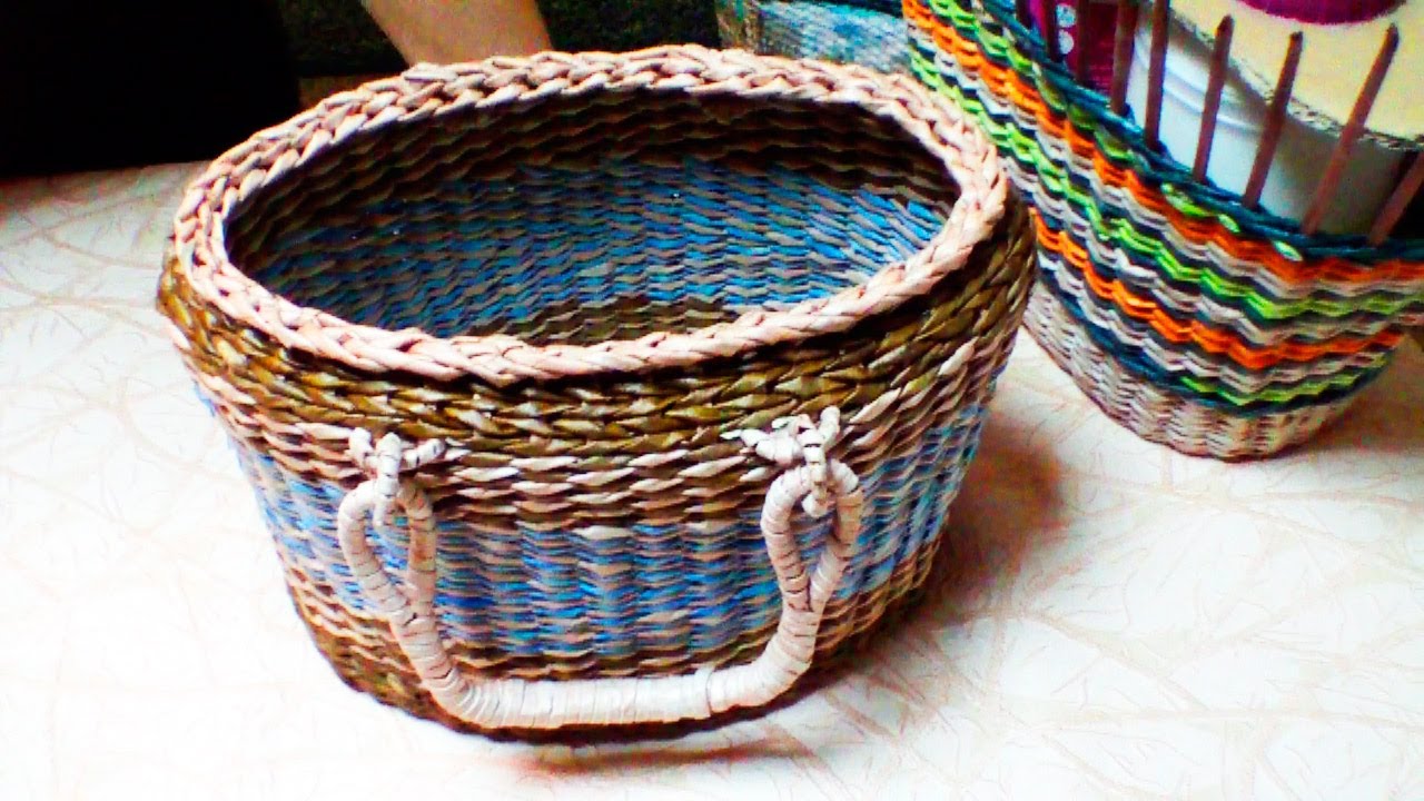Woven newspaper bags. Part 3.