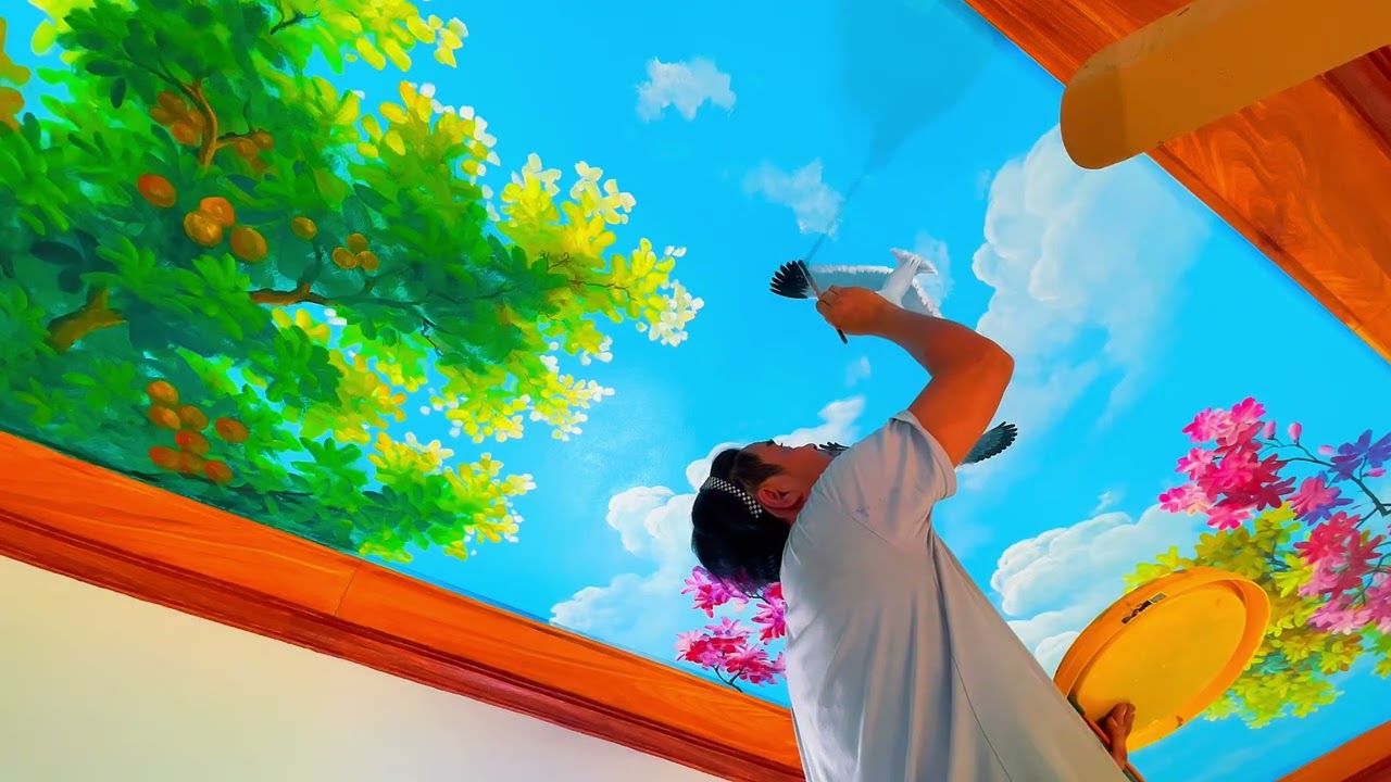 TRANSFORMING A CEILING INTO A LIVING SKY | 3D Hand-Painted Mural &ndash; Art Beyond Imagination
