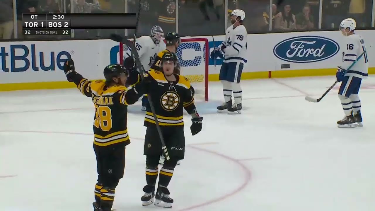 Dmitry Orlov assists on Pastrnak's OT goal vs Leafs (6 apr 2023)