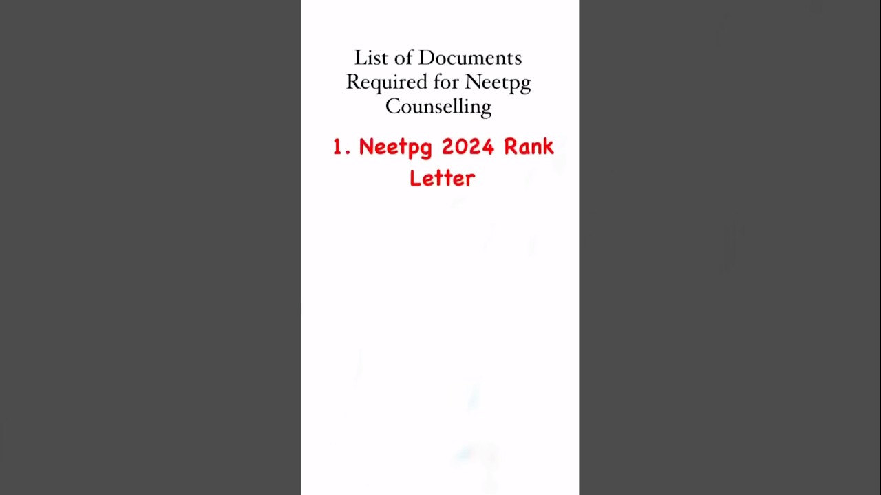 Documents required for Neetpg Counselling @Dr.Garima_Gajwani #neetpg #counselling #ytshorts