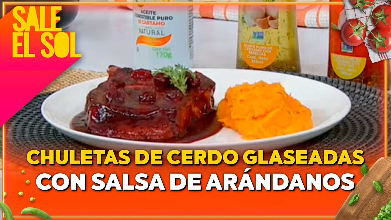 Receta de chuletas de cerdo glaseadas con salsa de arándanos | Sale el Sol