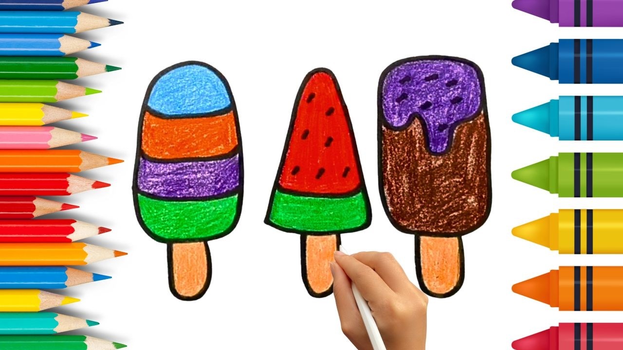 How To Draw cute Ice-cream Drawing, Painting & Coloring For Kids and Toddlers_🌈🎨 🐋