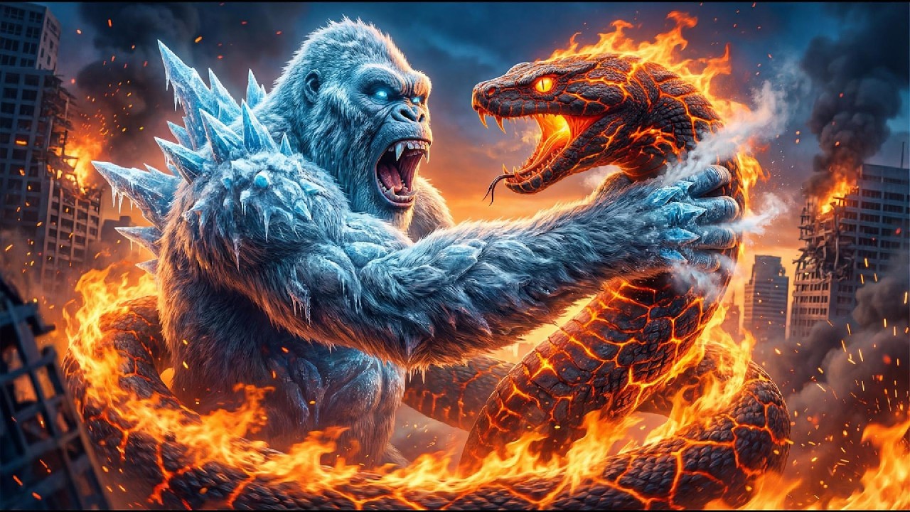 ❄️ Ice Titan King Kong vs Fire Titanoboa 🔥 | City Destroyer Battle (INSANE!)