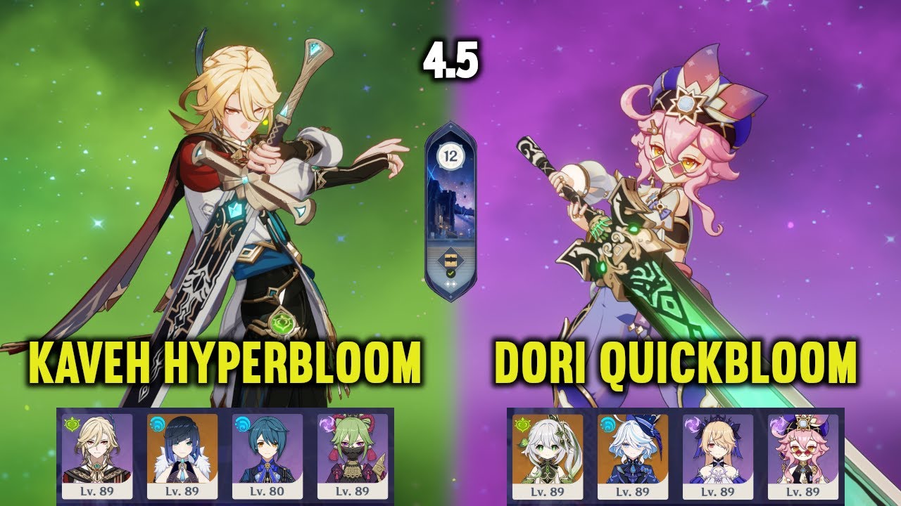 (F2P) C2 KAVEH Hyperbloom & C6 DORI Quickbloom | 4.5 Spiral Abyss Floor 12 | Genshin Impact