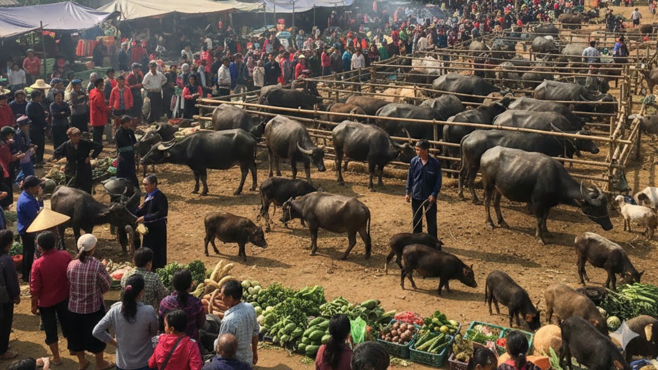 Chợ Phiên Cuối Năm Cốc Ly Mua Bán Trâu Bò Lên Đến Mấy Trăm Con Mỗi Ngày