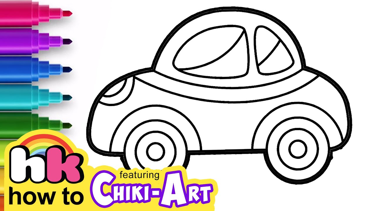 Glitter Car Drawing for Kids | Drawing and Painting | Chiki Art | HooplaKidz HowTo