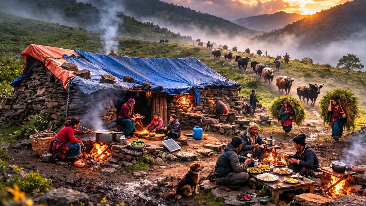 Organic Nepali Mountain Village Life in Nepal । Most Peaceful & Relaxation Village Life in Rain Time