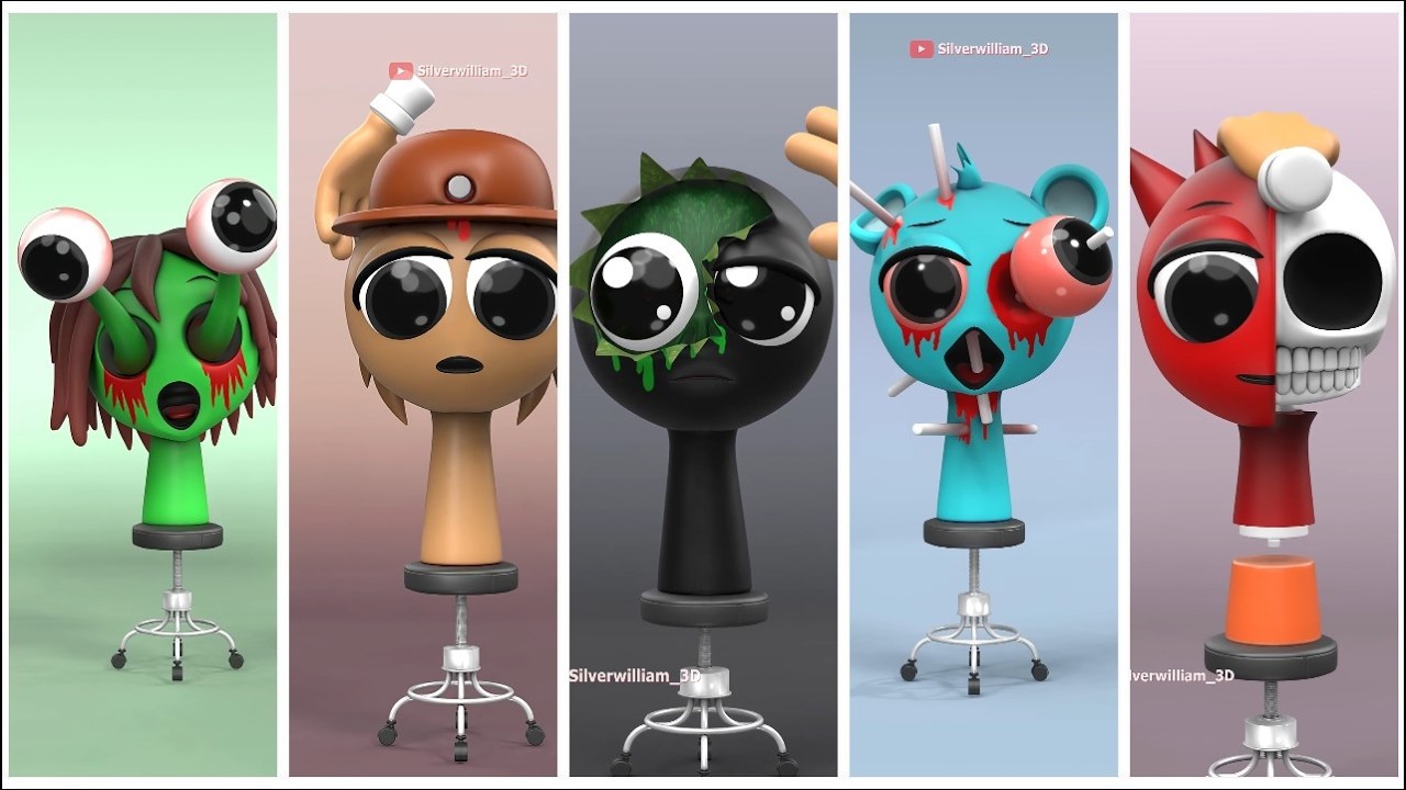 Sprunki Help! Incredibox Sprunki - Help Please Gray, Mr. Fun Computer, Mr. Sun and Clukr