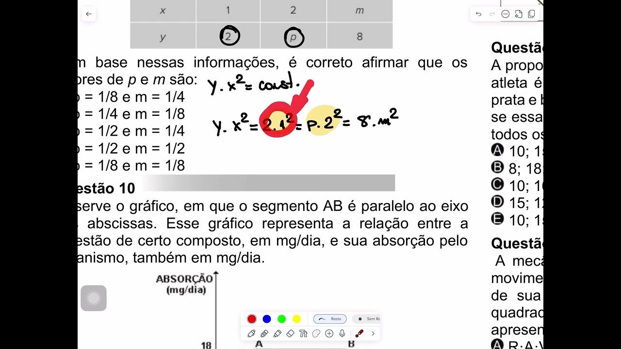 Q9 Na tabela abaixo, y é inversamente proporcional ao quadradode 