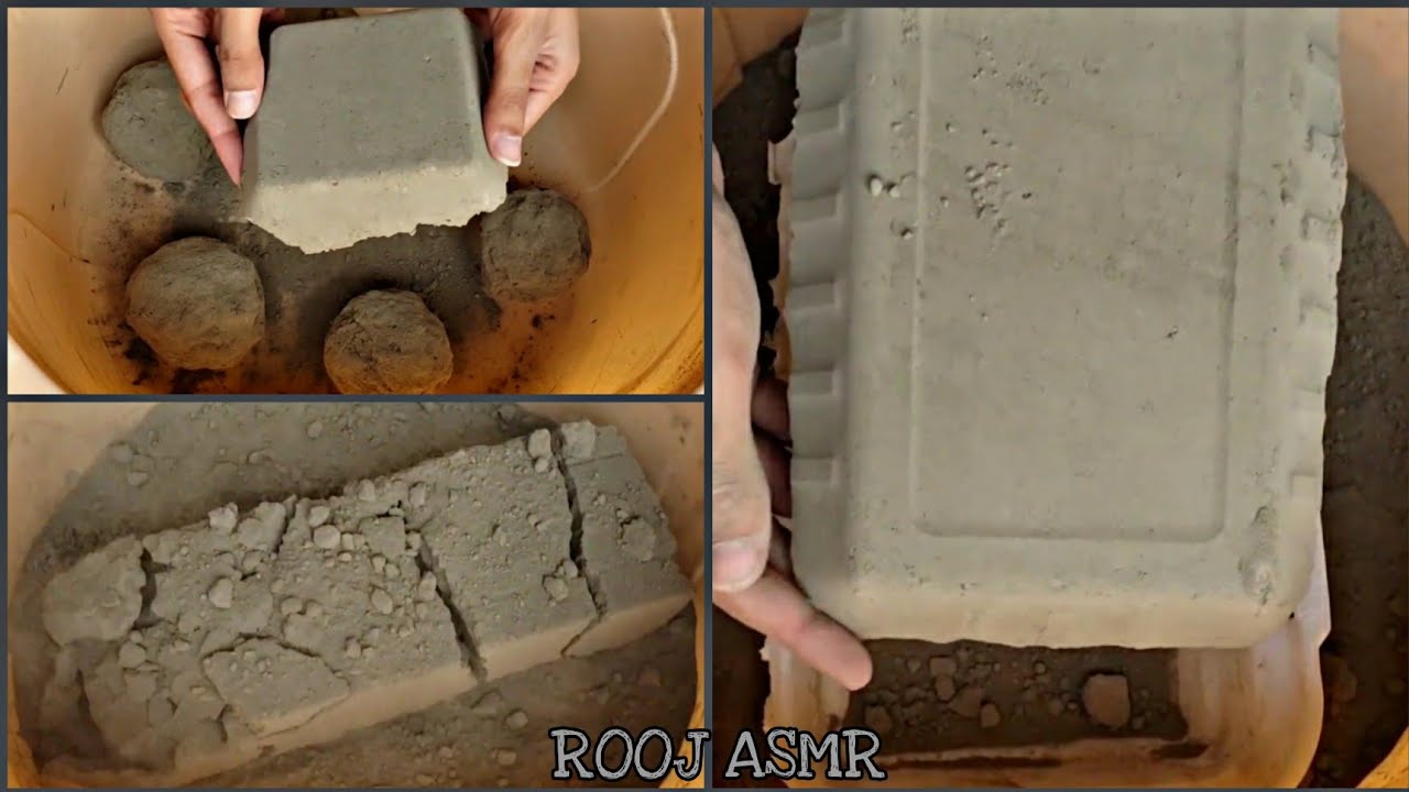ASMR ♡ Pure Cement Gritty Texture ♡ Dry Crumbles / Dustplay/ Sifting / Water mixing~ Satisfying🖤