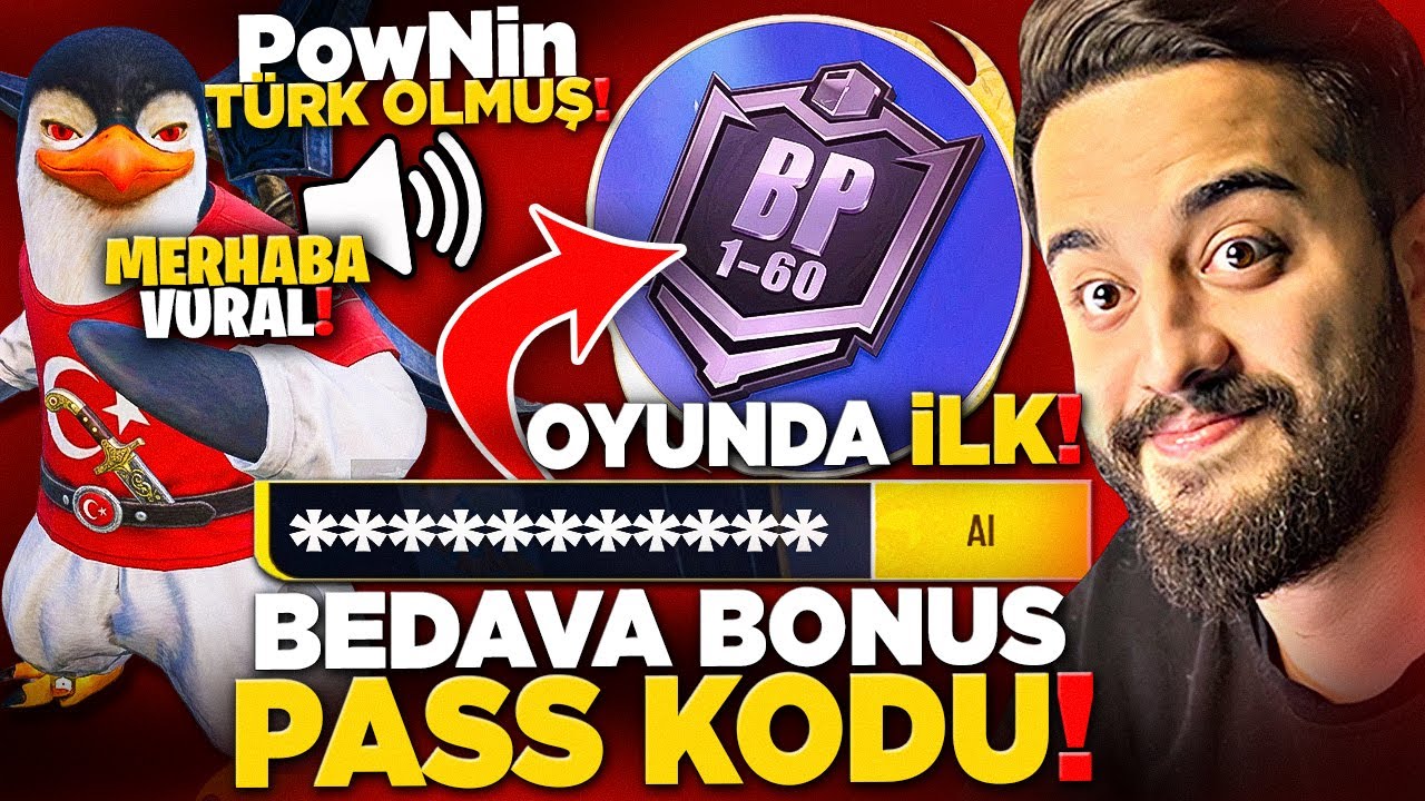 OHA! BEDAVA BONUS PASS VEREN KOD! POWNİN T&Uuml;RK&Ccedil;E KONUŞUYOR! PUBG Mobile