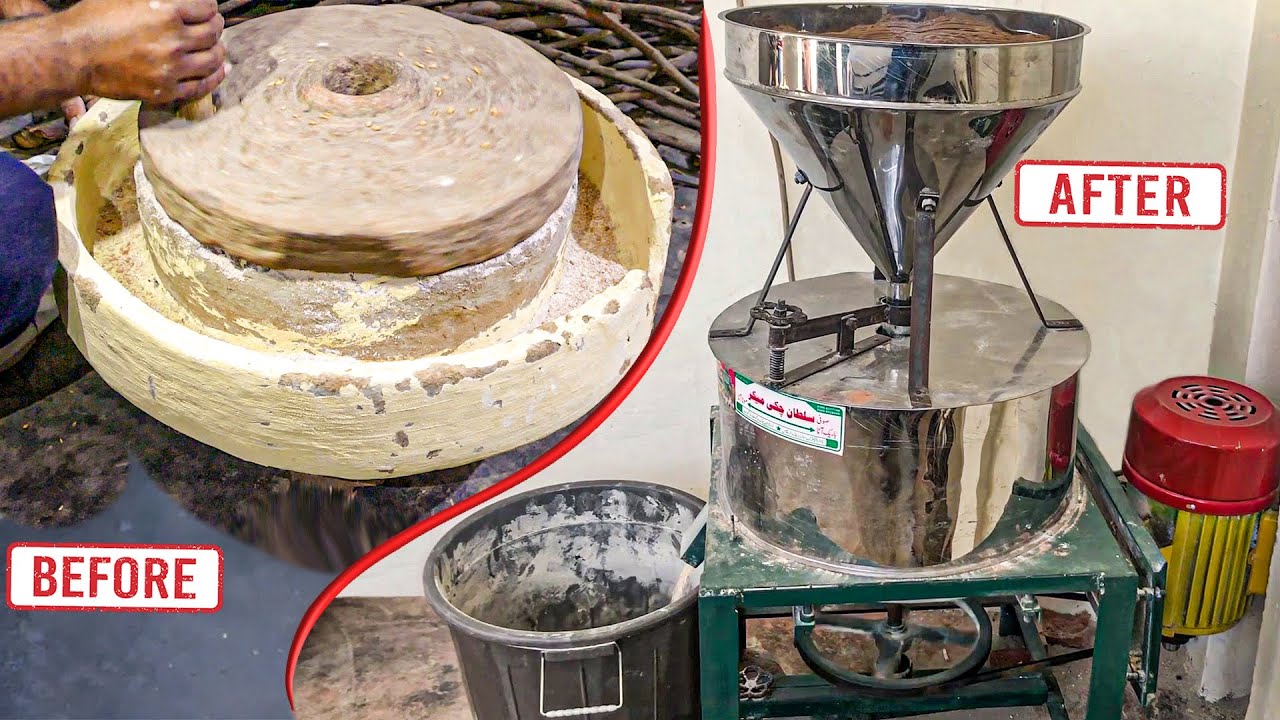 Stone Grinding Flour Mill Converting Incredibly into an Electric Wheat Flour Mill, Good Invention