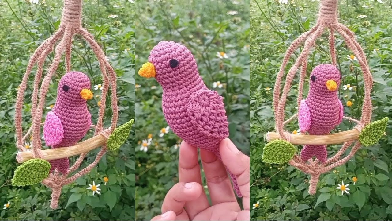 Вязание крючком - Птица крючком || Амигуруми Канарейка в клетке