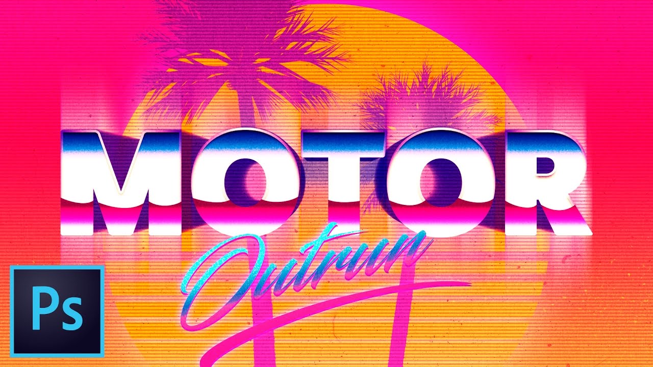 Create Outrun Retro-Futuristic Pixel Text Effect Photoshop Tutorial