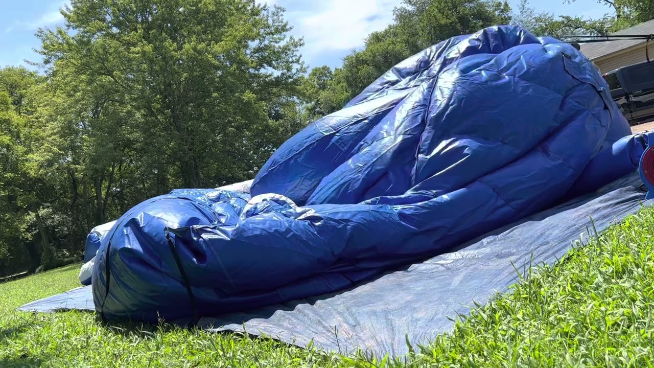 Setting up a Giant Waterslide Inflatable