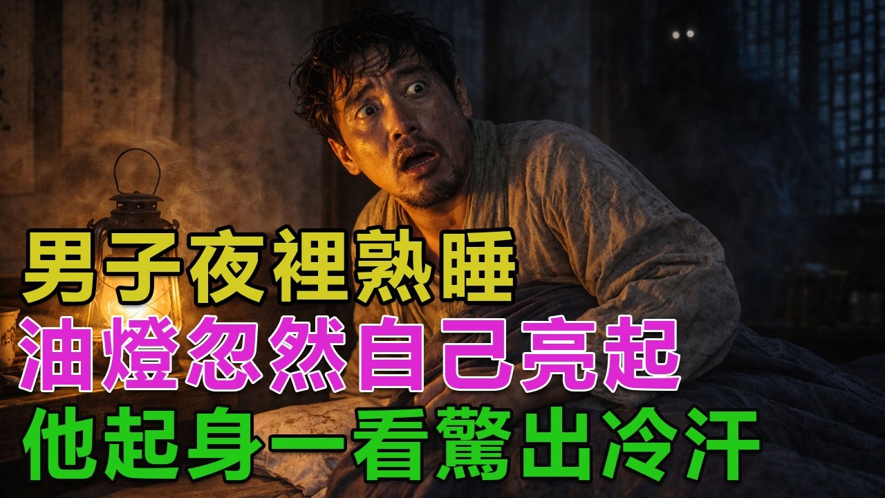 民間故事：男子夜裡熟睡，油燈忽然自己亮起，他起身一看驚出冷汗