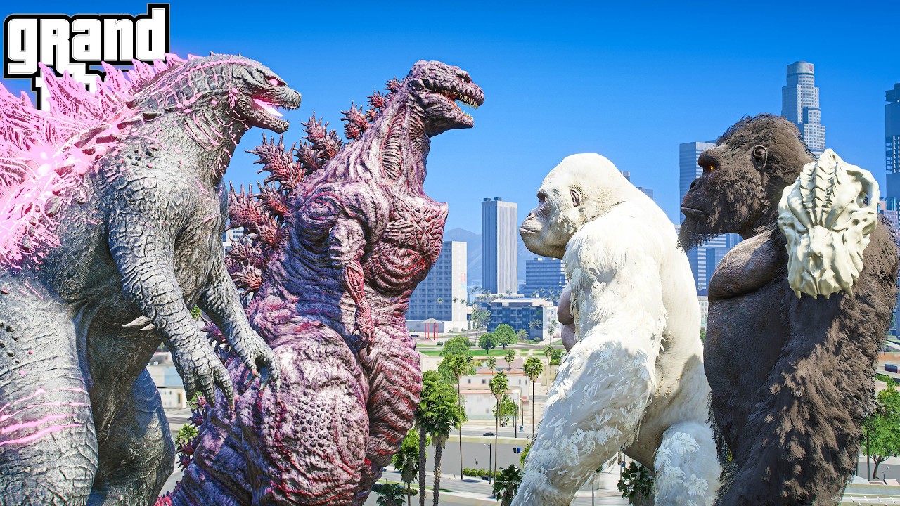 Godzilla, Shin Godzilla vs Kong, George Rampage | Monarch: Legacy Of Monsters ( GTA V Mods )