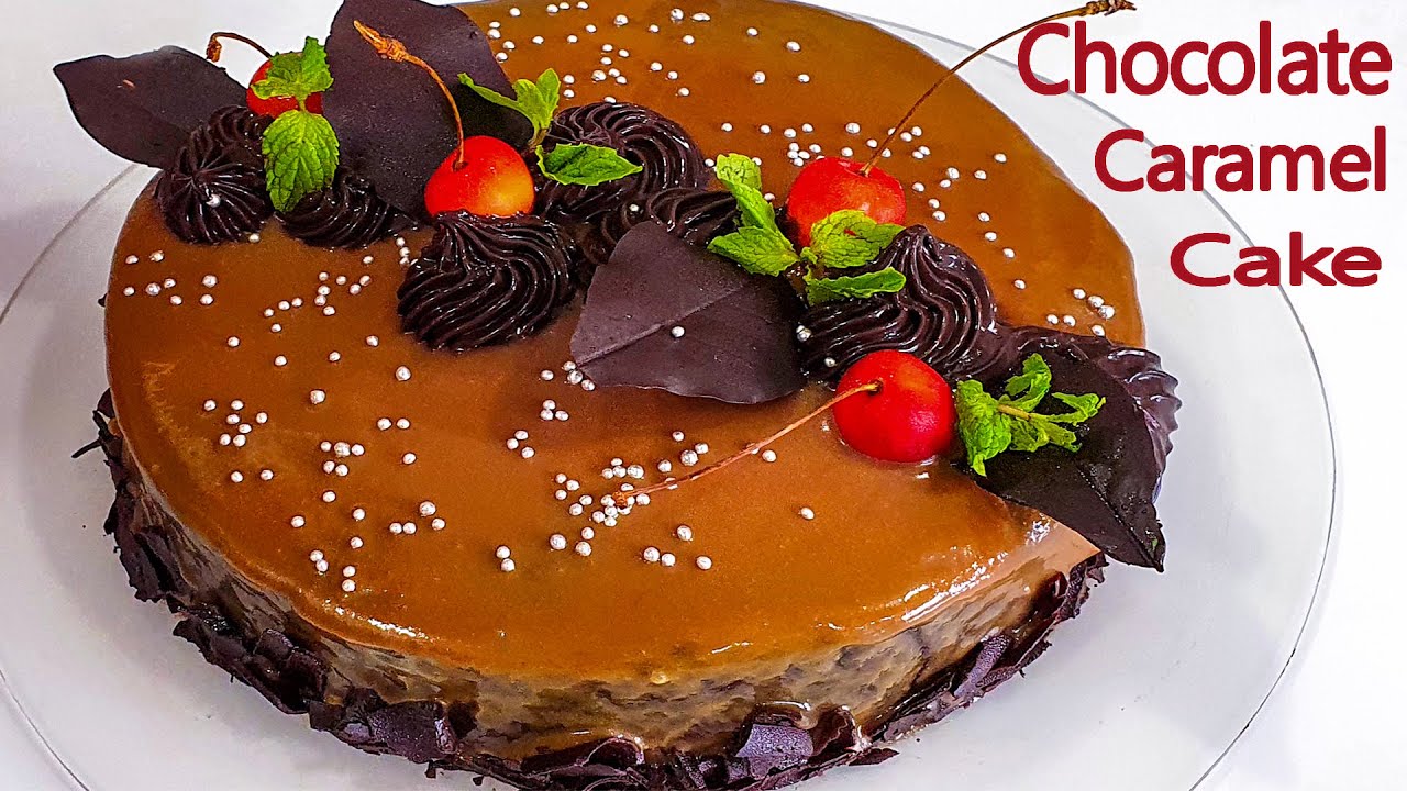 Chocolate Caramel Cake  How To Make Chocolate Cake Without Oven Egg चॉकलेट केक रेसिपी