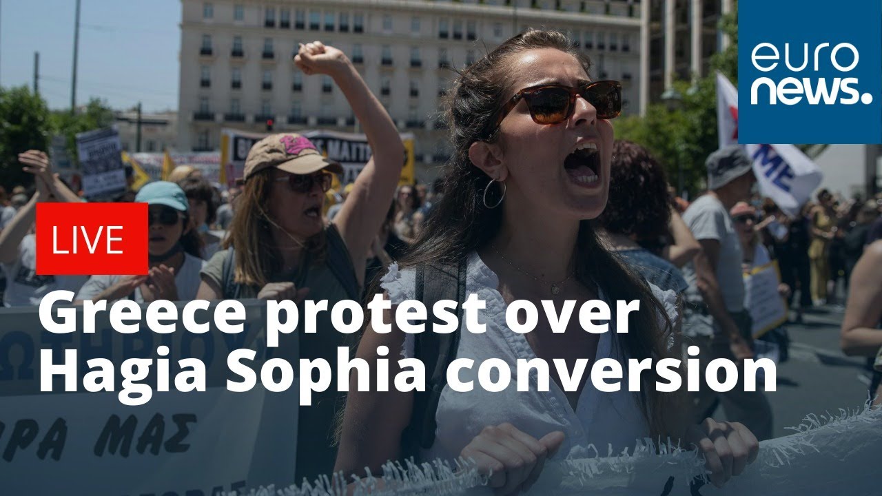 Protest in Greece over decision to turn Istanbul's Hagia Sophia museum into a mosque | LIVE