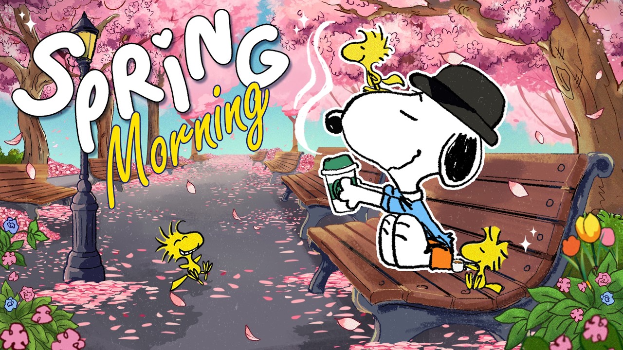 Spring Morning Coffee with Snoopy 🌸✨☕| Happy April Jazz Playlist