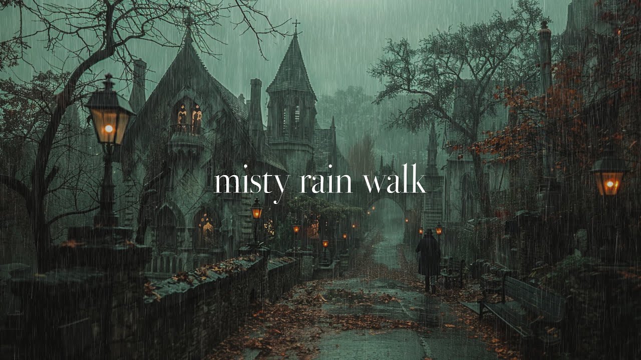 Misty Rain Walk 🌧️| Dark Academia Rain Ambience