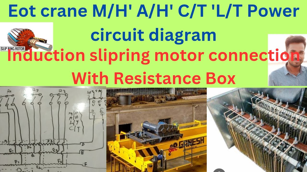 Eot crane M/H  A/H  L/T C/T Power circuit diagram||Induction slipring Motor connection||