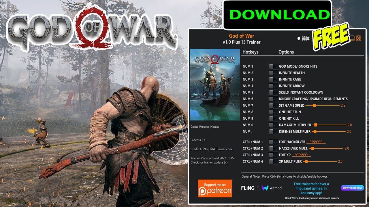God of War v1.0 Plus 15 Trainer
