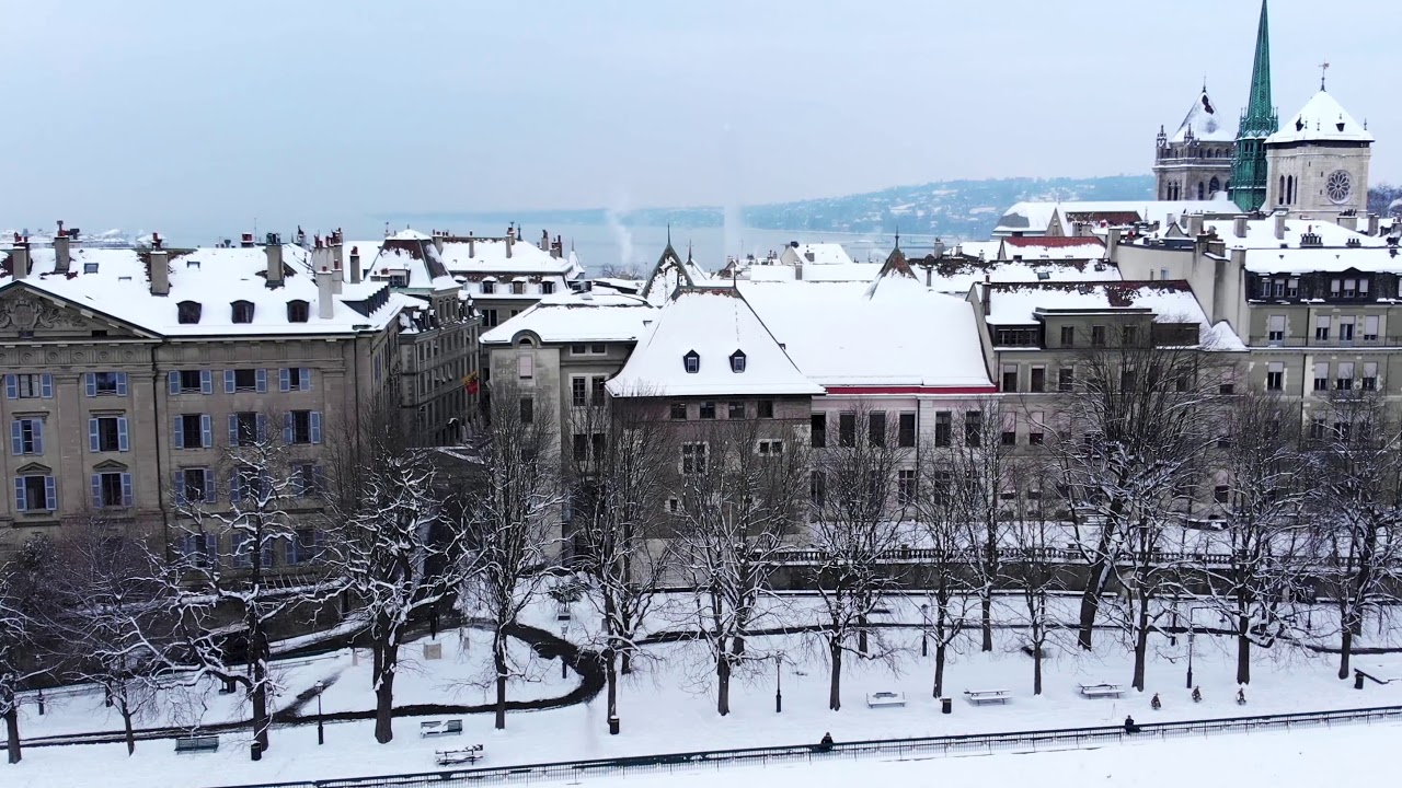 Geneva Under the Snow 2018 Drone Aerial Footage