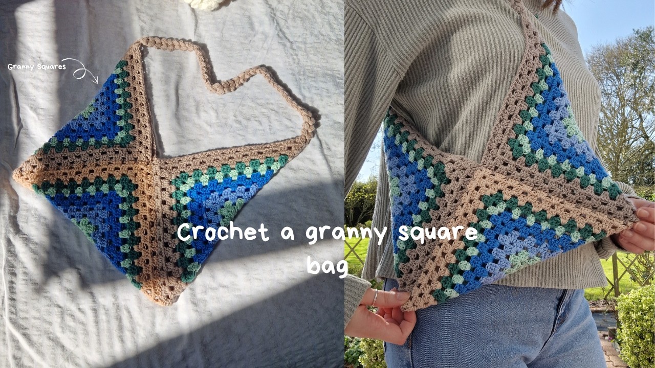 How to crochet a granny square bag 🧶👜 | Eng, Fr subtitles |