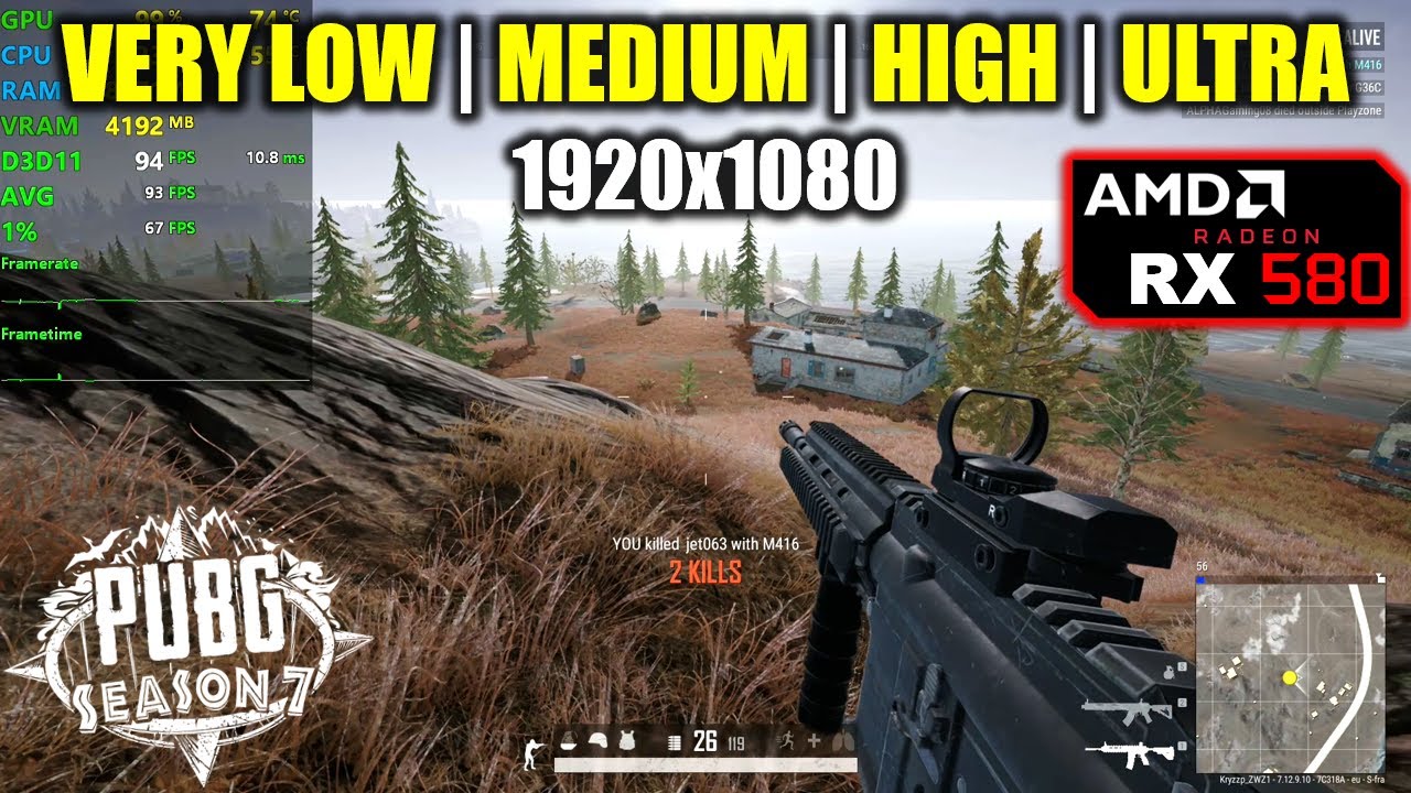 RX 580 | PUBG - Season 7 - 1080p - Very Low, Medium, High, Ultra
