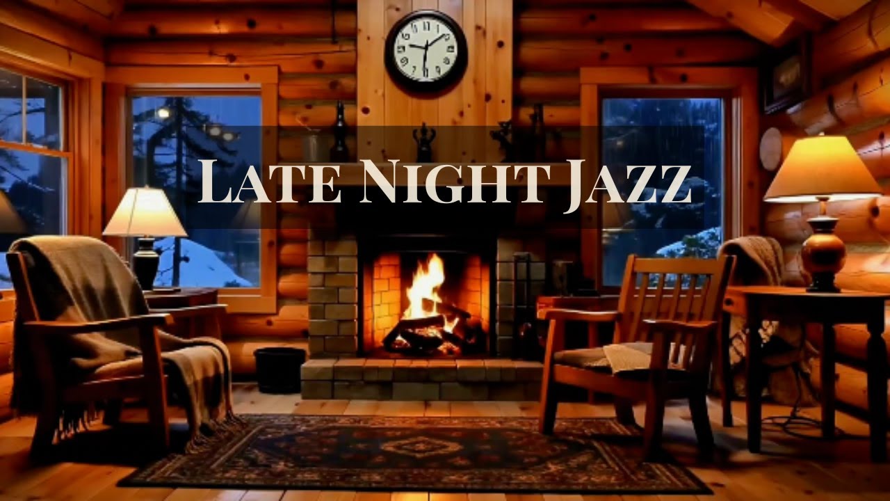 Late Night Fireplace Lounge 🔥 Cozy Rain & Soft Jazz for Deep Relaxation