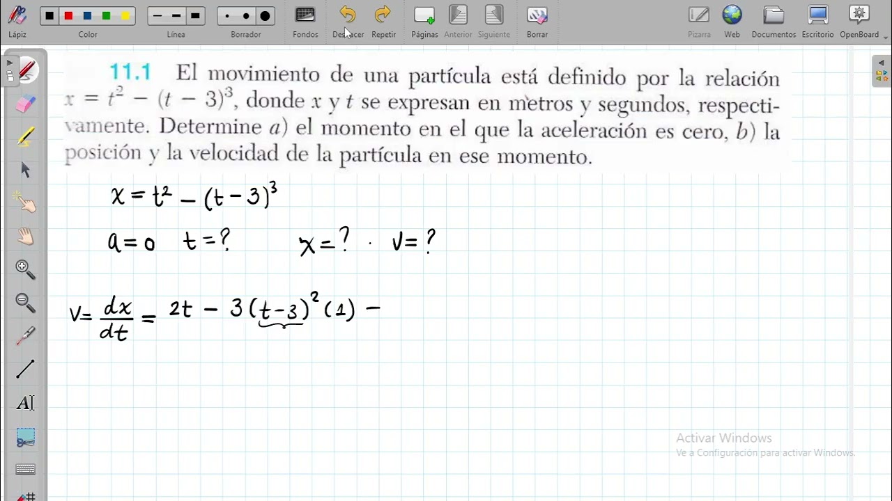 1  Determine el momento en el que la aceleración será cero y la posición y velocidad en ese momento