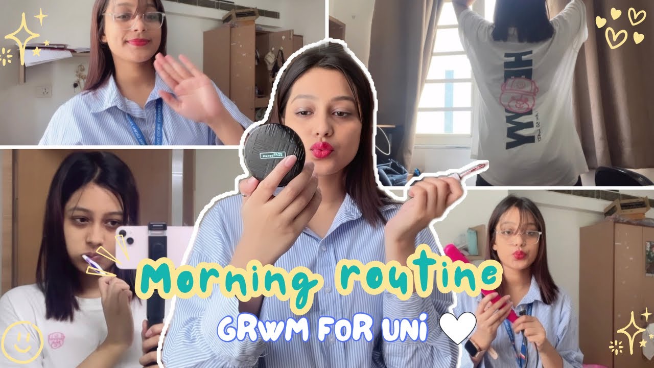 My Morning Routine in Hostel🛁| GRWM for college🪞🎀| Royal Global University🎓 | Silent vlog🫧