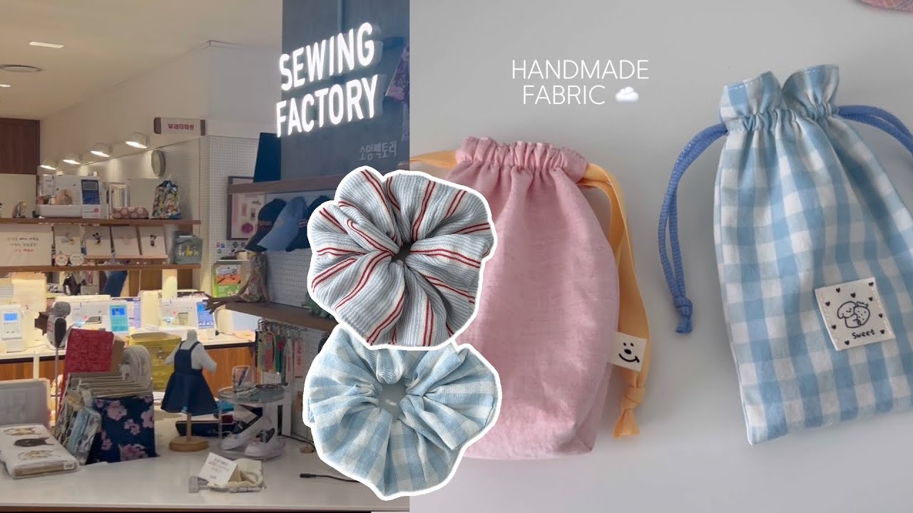 sub) 소잉로그2🧵 | 나만의 소품 만들기 | DIY | 소잉팩토리 | 남대문시장 꽃🌻 | 스크런치 만드는법 | 미니재봉틀 | 아날로거ANLG