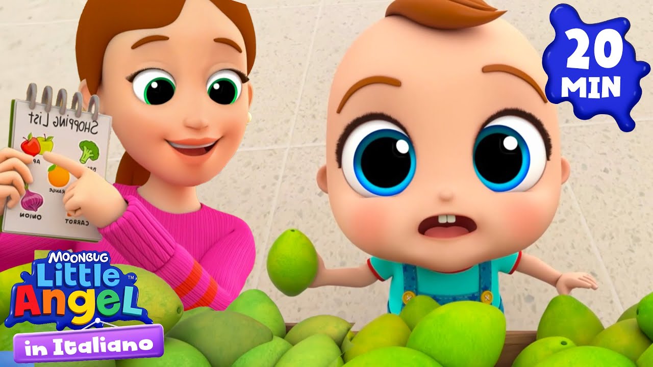 A Fare La Spesa Con Mamma!  🍈🍉  | Little Angel Italiano | Cartoni Animati con Gianni Piccino