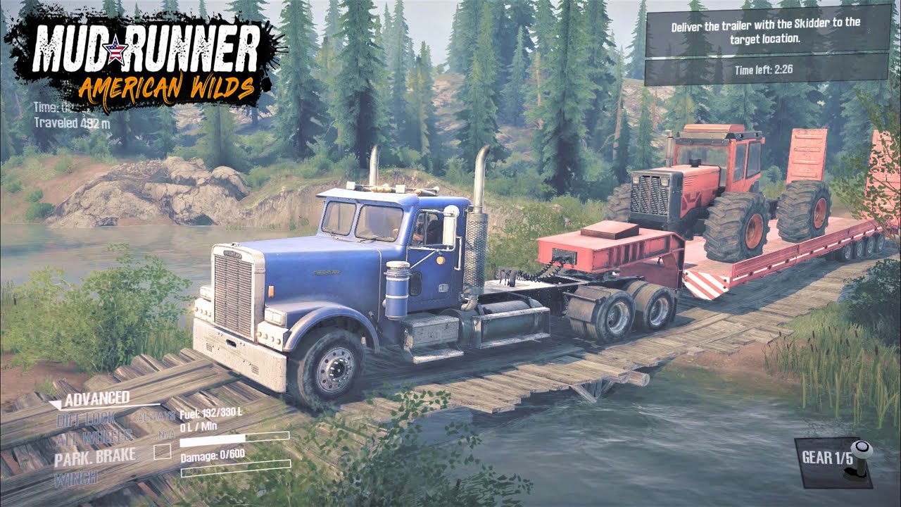 Spintires: MudRunner - Deliver Trailer With Skidder To Location